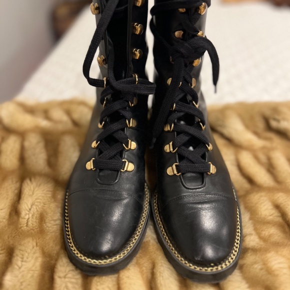 Stuart Weitzman Kolbie lace up black combat boots - Picture 8 of 9